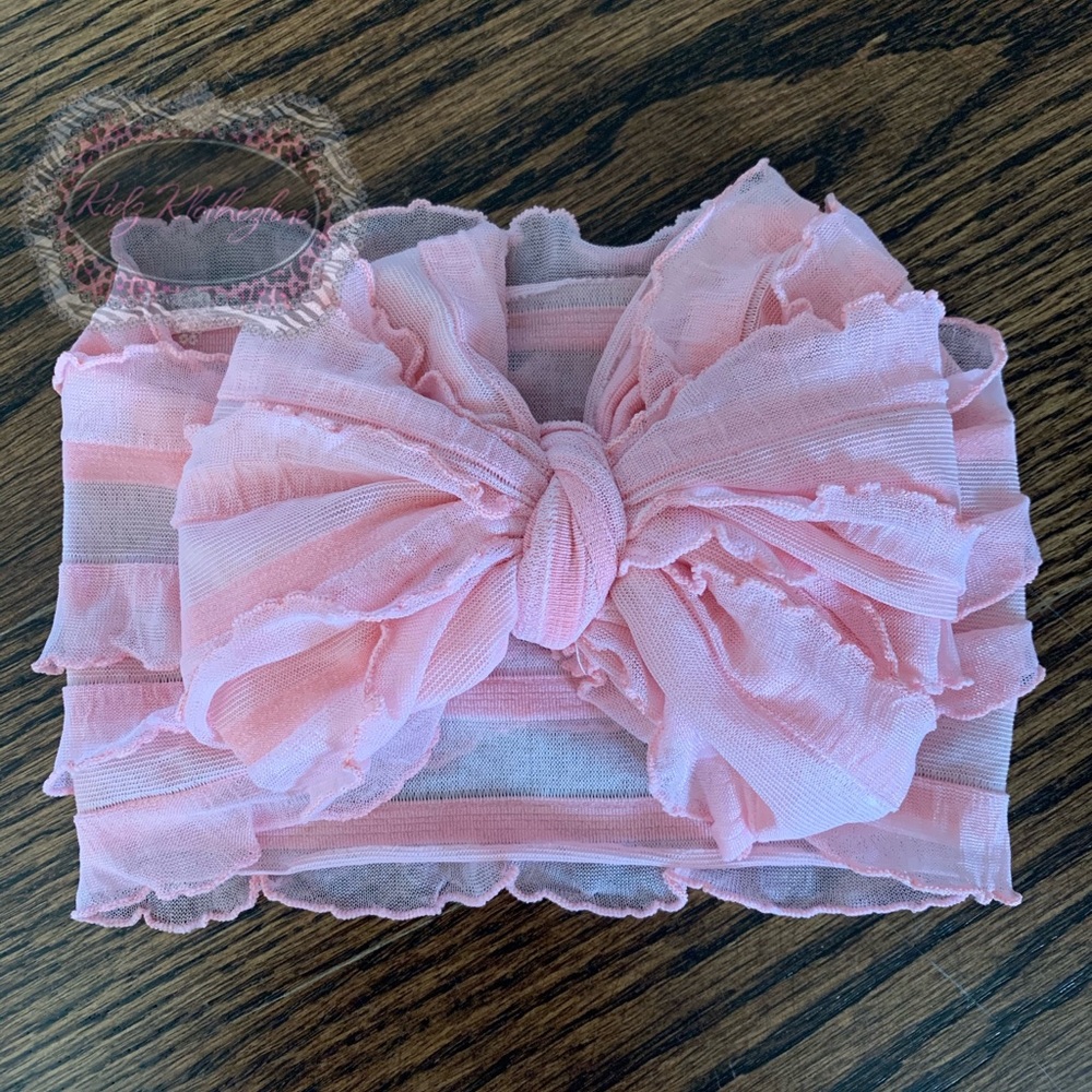 HANDMADE LARGE BOW HEADBAND HEAD WRAP PINK